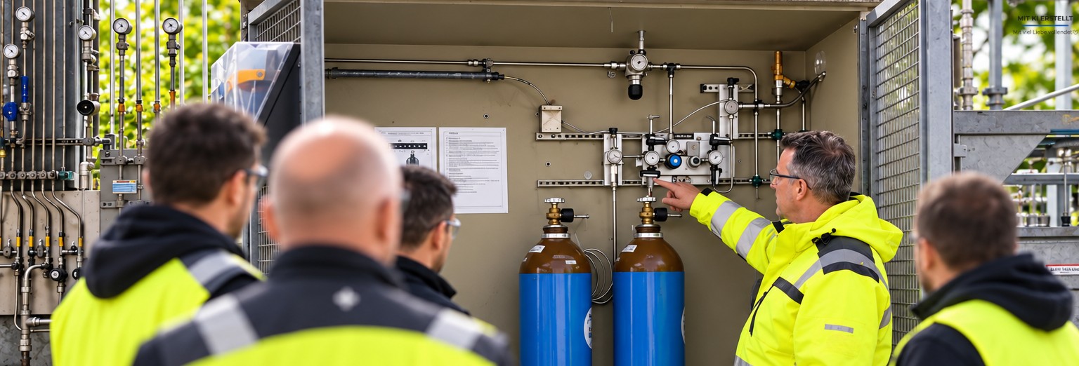 Schulung an einer Gasversorgungsanlage beim Kunden vor Ort